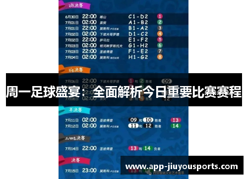 周一足球盛宴：全面解析今日重要比赛赛程